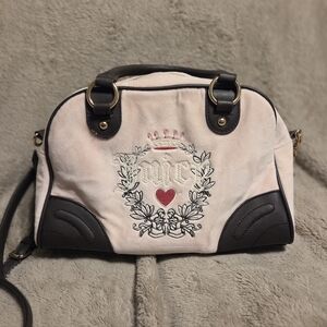 Juicy Couture Pink and Brown Plush Bowler Style Women's Bag EUC